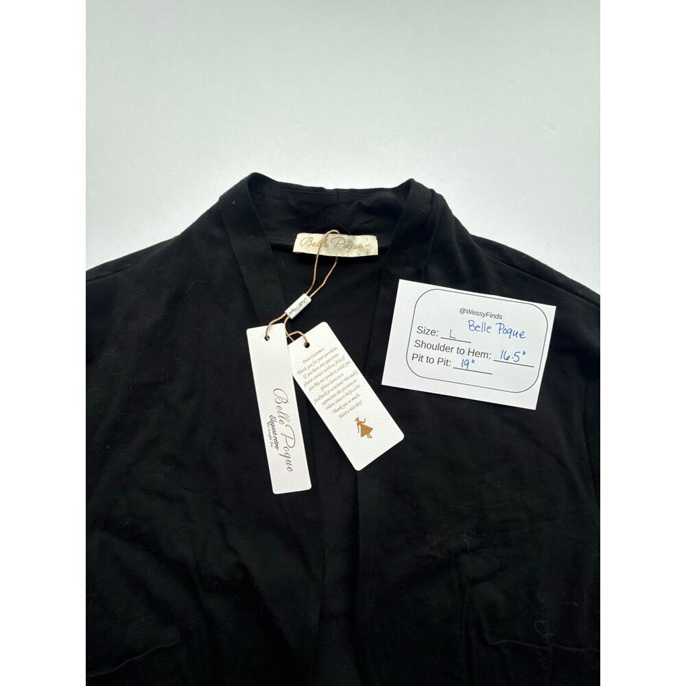 Belle Papeon Signature Black Cropped Cardigan NWT Size L - Picture 6 of 10
